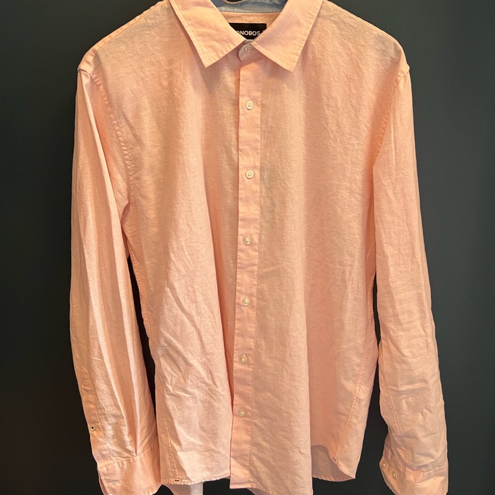 BONOBOS - Linen Roll Up Long Sleeve - Light Pink